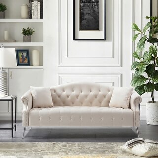 Chesterfield Velvet Sofa with Curved Backrest - Bed Bath & Beyond ...