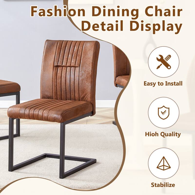 Roomfitters 5pcs Glass Dining Table Set with Walnut MDF Legs and Ergonomic Technology Fabric Chairs, Brown