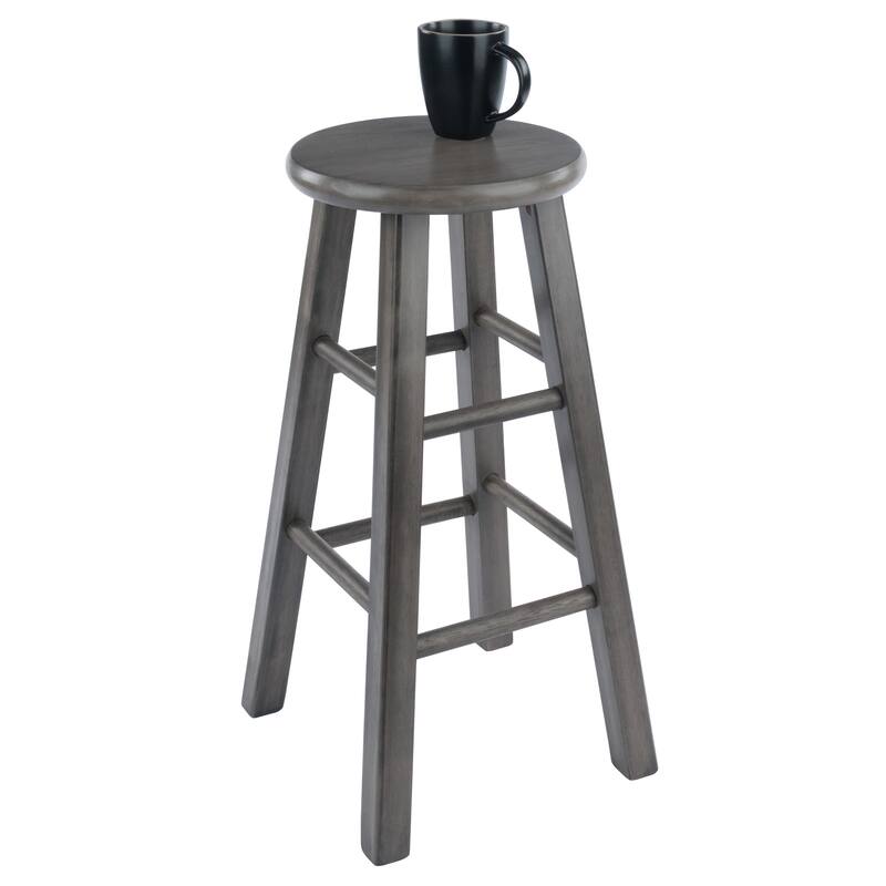 Ivy Square Leg Counter Stool, Rustic Oyster Gray - 13.4 x 13.4 x 24.2 inches