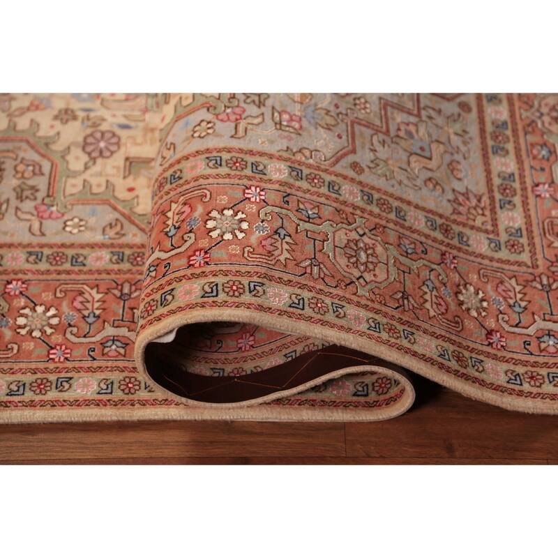 Geometric Tabriz Oriental Rug Handmade Wool Carpet - 5'1" x 6'11"