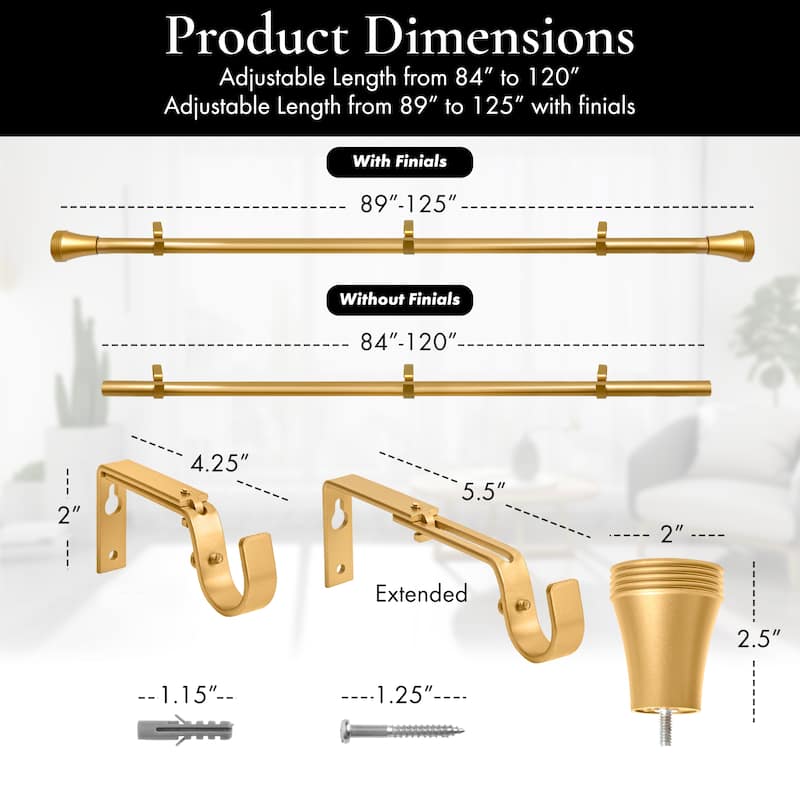 Meriville 1-Inch Diameter Ardmore Single Window Curtain Rod