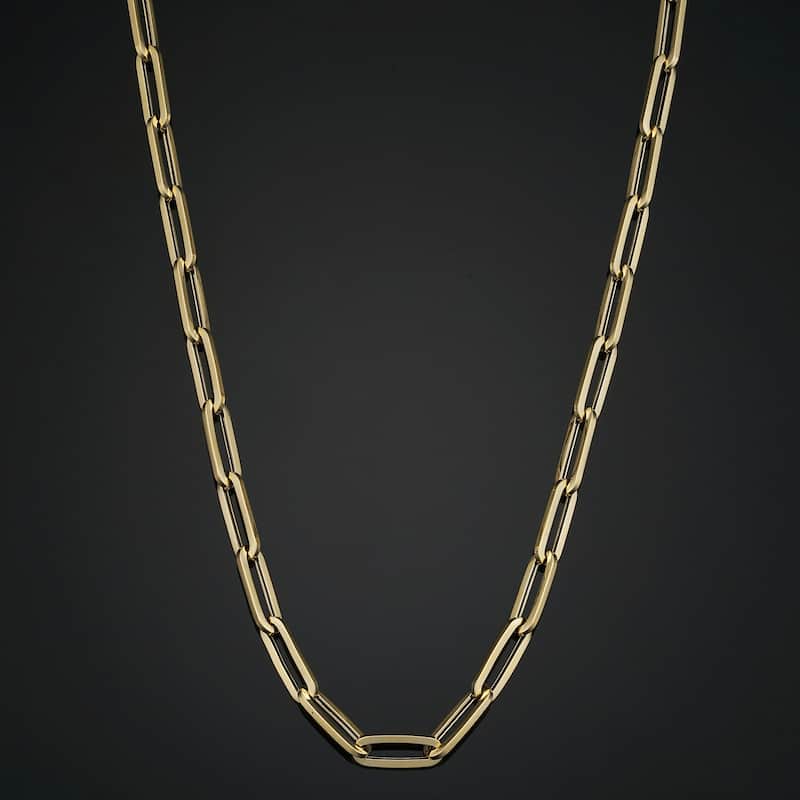 14k Yellow Gold 4.6 millimeter Polished Paperclip Chain Necklace