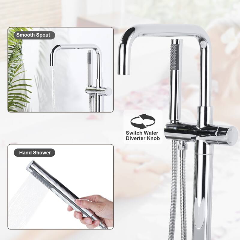 WOWOW Floor Mount Single-Handle Freestanding Tub Faucet