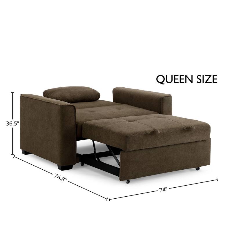 Nantucket Pull-Out Chenille Sleeper Sofa with Accent Pillows