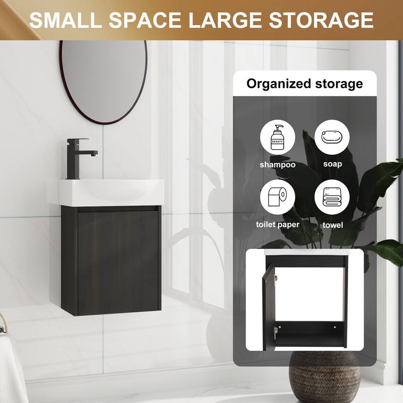 Beingnext 16''/20''/24"/30"/36" Bathroom Vanity with Sink, Floating Bathroom Vanity with Soft Close Door