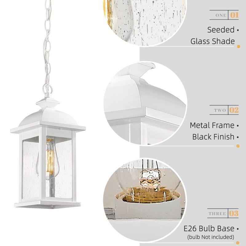 19 Inch Outdoor Pendant Light, Seeded Glass - 19.1 Inch