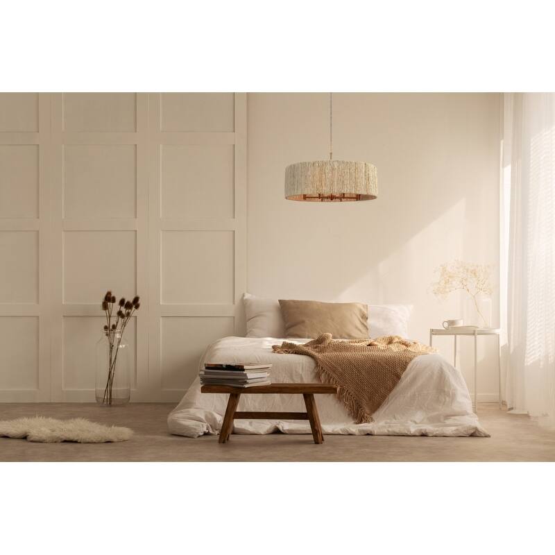 Abaca Rope Chandelier in Satin Brass