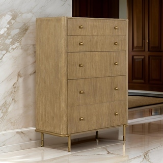 Sea 50 Inch Modern Tall Dresser Chest with 5 Drawers, Natural Brown ...