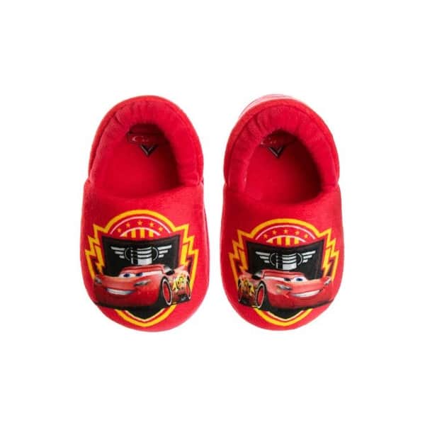 slide 2 of 5, Disney Pixar Lightning McQueen Cars Dual Sizes Boys Slippers. (Toddler/Little Kids) 11-12 - Red