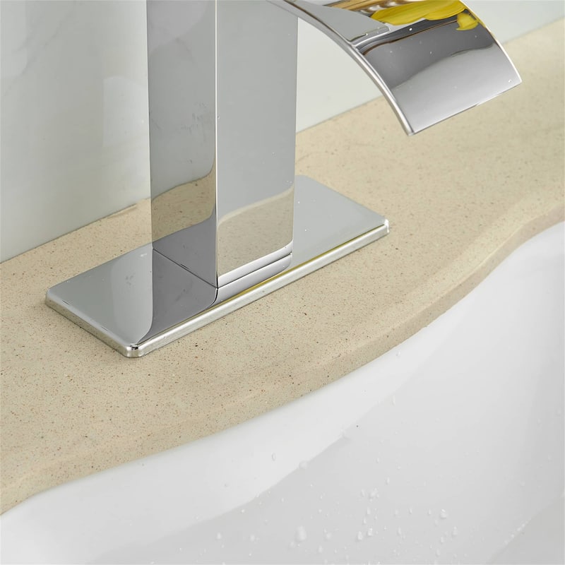 Waterfall Bathroom Faucet Single Handle Bathroom Sink Faucets One Hole Rv Lavatory Basin Modern Tap With Deck Plate Lead Free