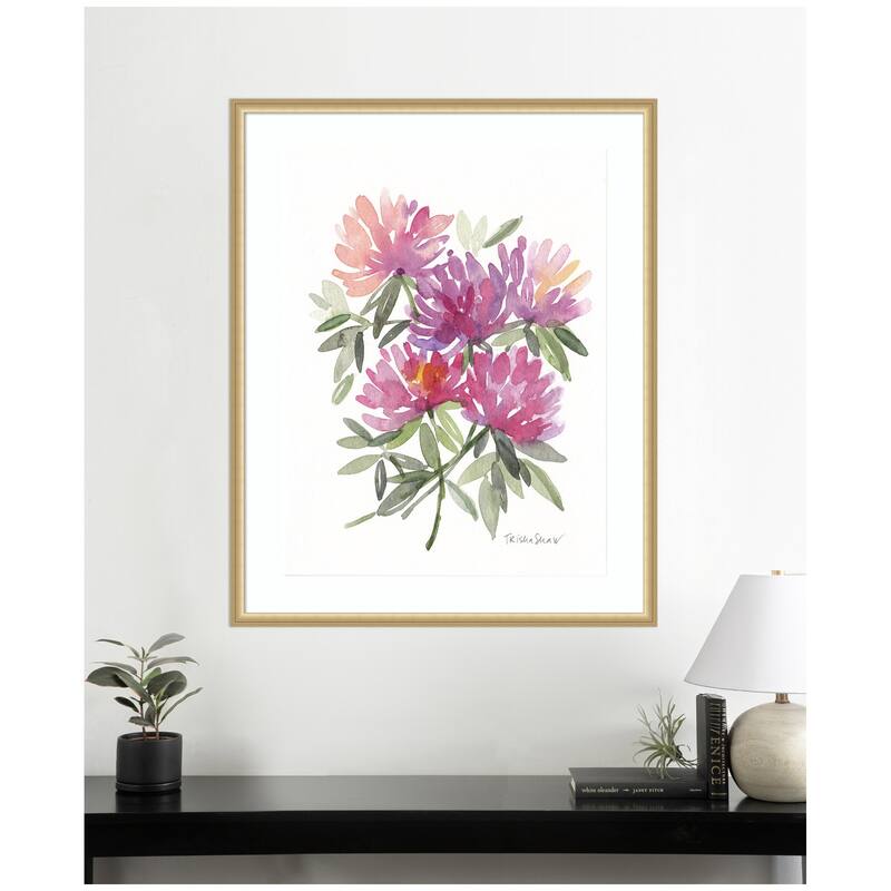 Kate and Laurel Framed Art Abstract Watercolor Pink Floral by Patricia Shaw