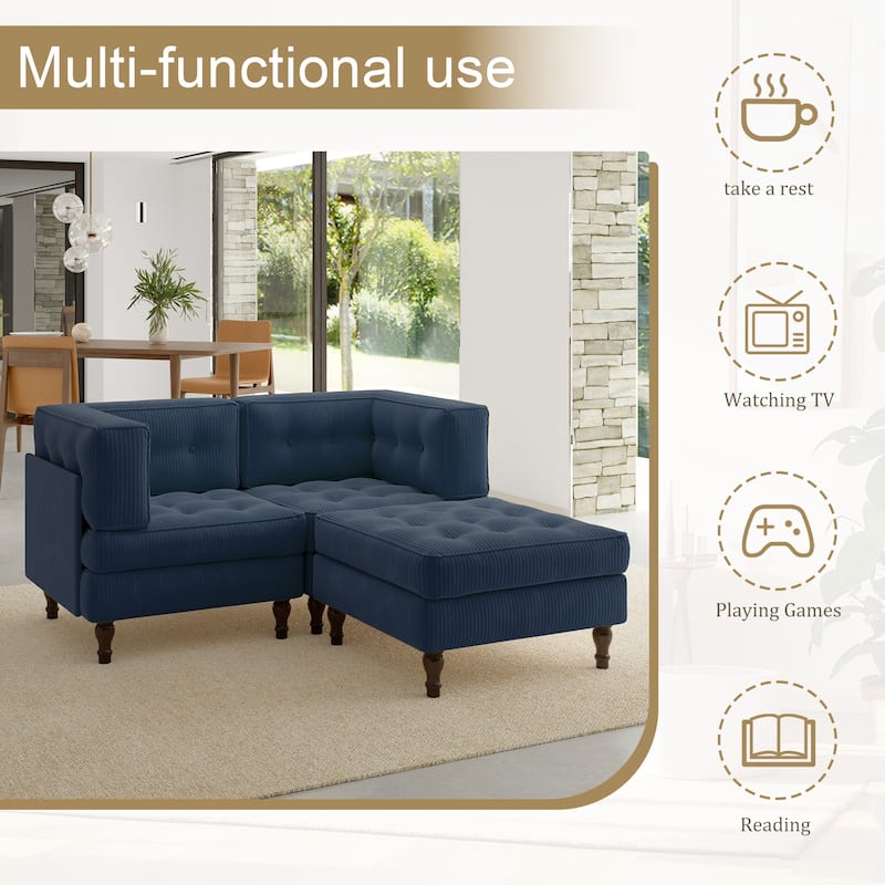 Oversized Sofa Corduroy Tufted Modular Sectional Set