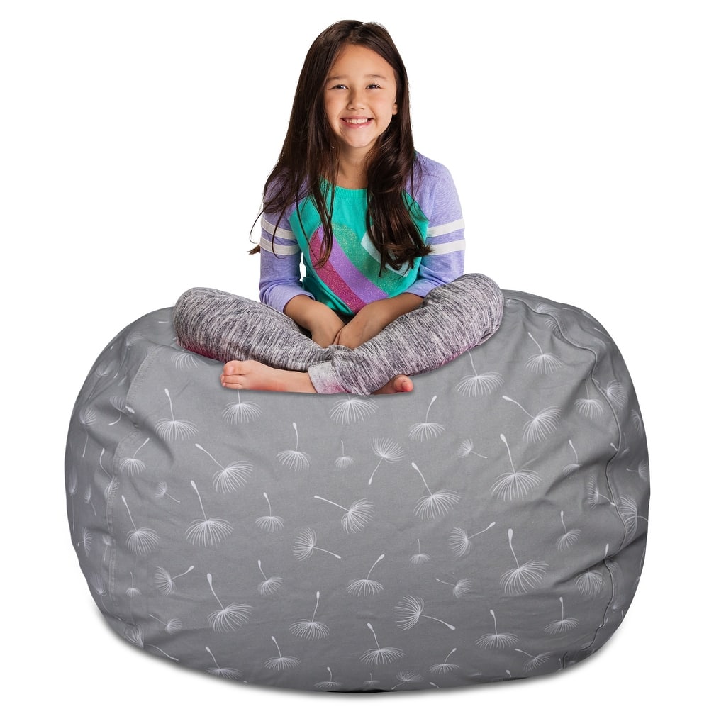 Kids Bean Bag Chair Cover Stuffed Animal Storage or Toy Organizer