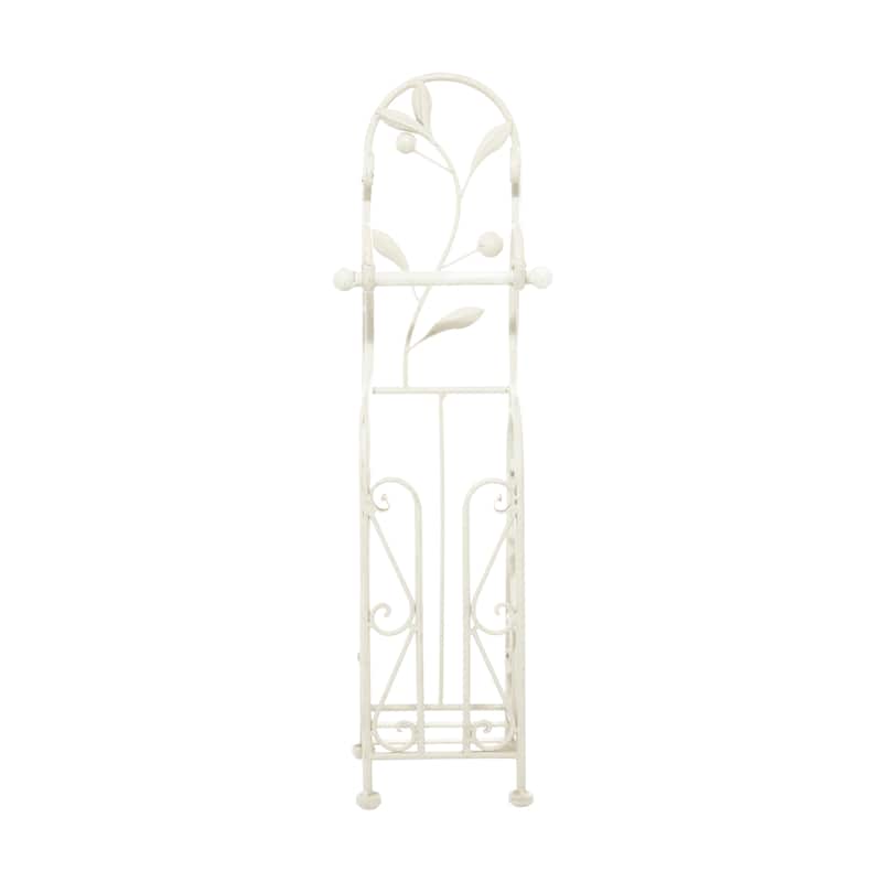 Metal Scroll Toilet Paper Holder with Space to Hold 3 Rolls - Cream - Roche River Decor - 6"W x 8"L x 24"H