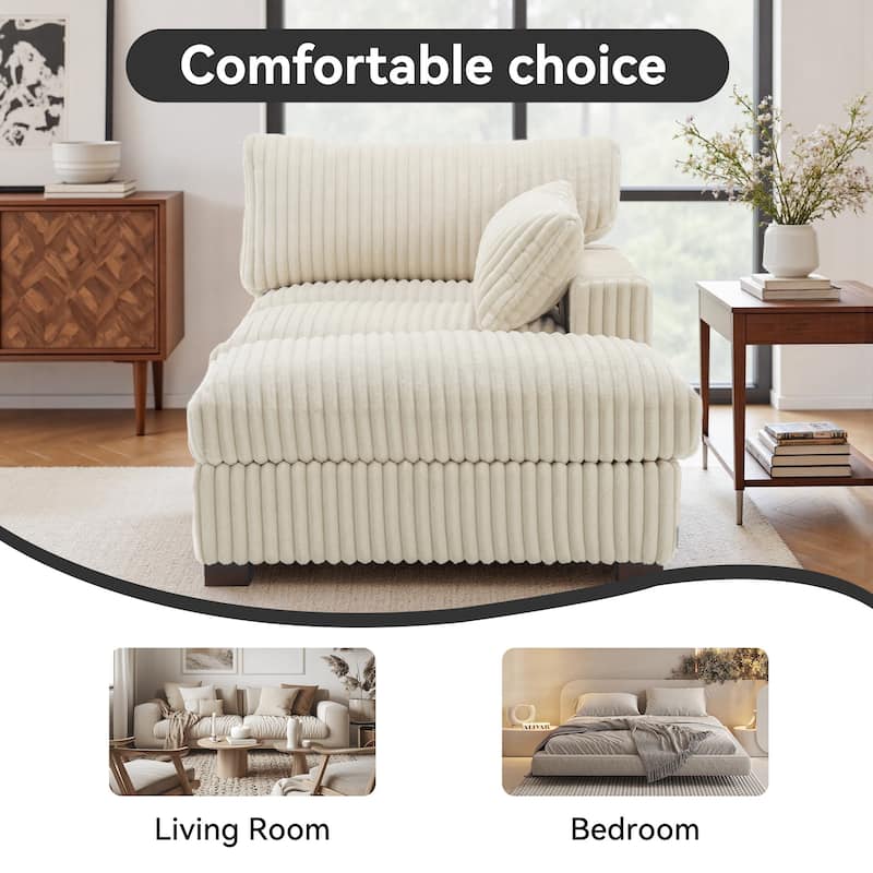 Modren Plush Upholstered Coner Chair and Ottoman Set