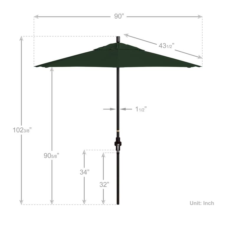 California Umbrella 7.5' Sun Master Patio Umbrella Bronze Aluminum Pole Fiberglass Ribs Crank Lift Tilt Sunbrella Cilantro