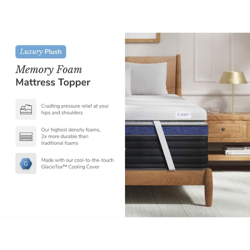 Helix Premium Memory Foam Mattress Topper with GlacioTex, Plush