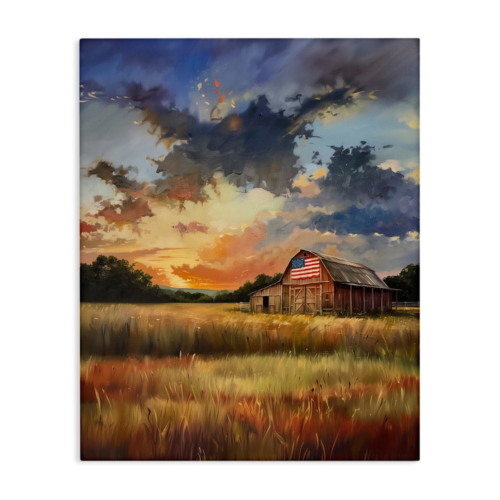 Stupell American Barn at Sunset Canvas Wall Art Design By Arlington Prints