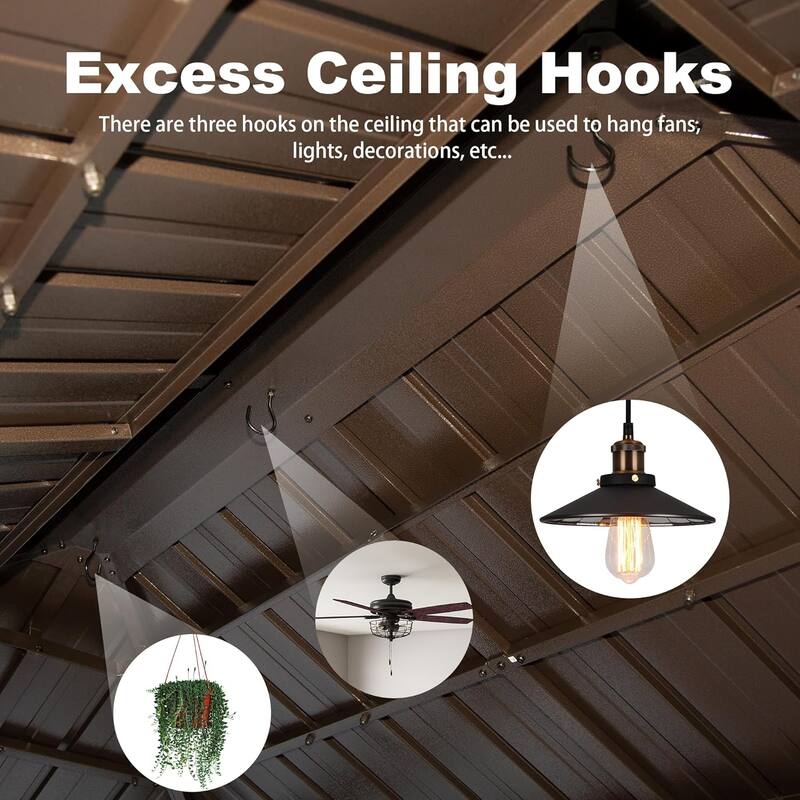 6x10FT Hardtop Outdoor BBQ Gazebo with Galvanized Steel Roof, Storage Cabinets & Ceiling Hooks for Backyard Grilling