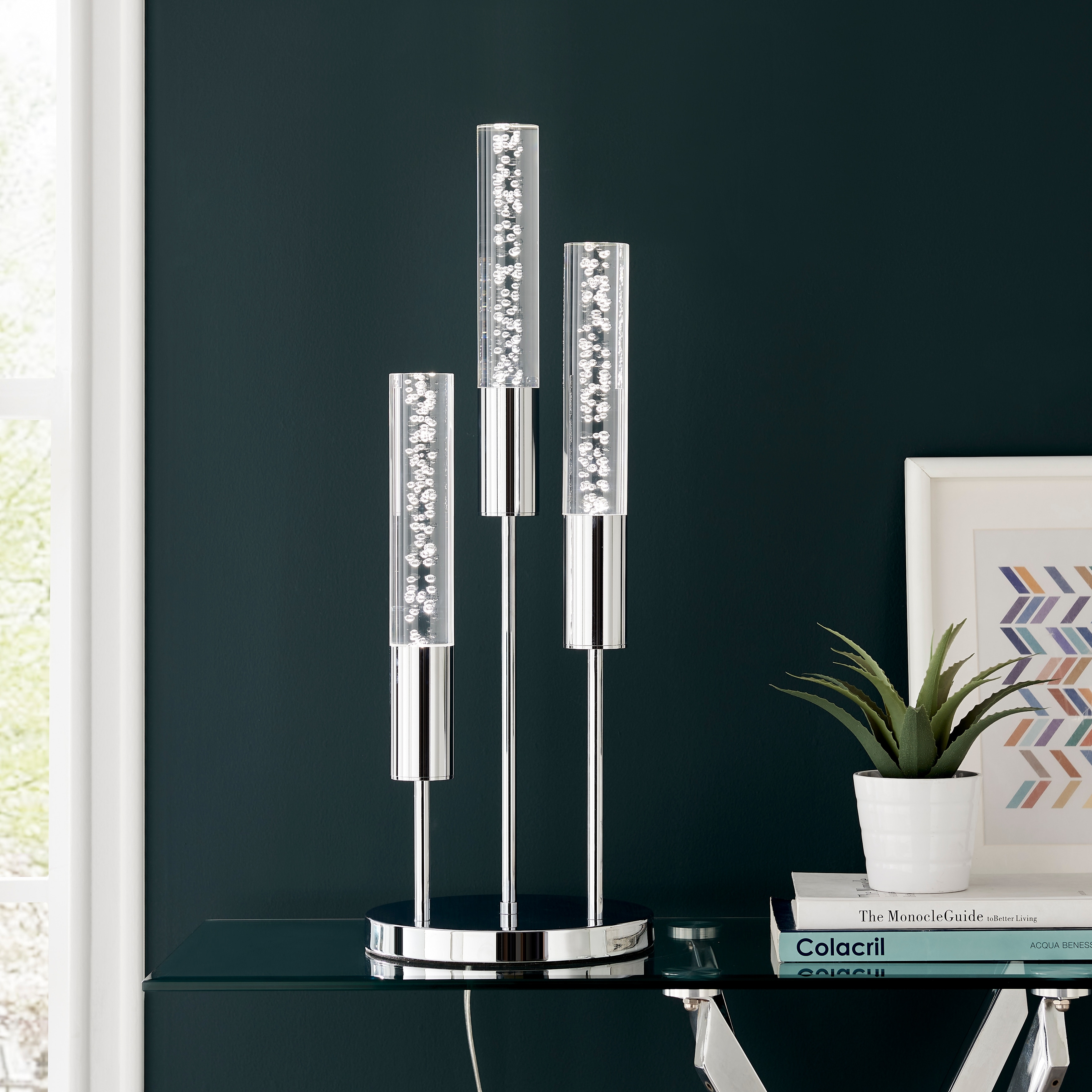 Led chrome table lamp outlet