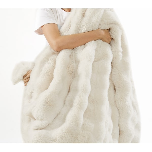 slide 2 of 6, Frye Bubble Faux Fur 3 Piece Comforter Set Full - Queen - Ivory