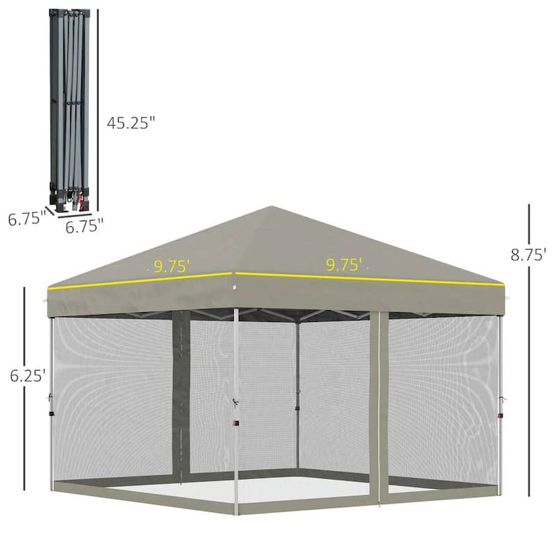 10'x10' Pop Up Canopy Tent, Adjustable Height,Wheeled Bag,Screen Room