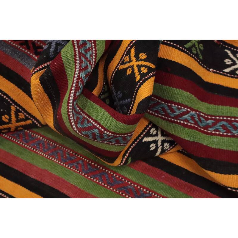 Hand Woven Oriental 100% Wool Carpet Southwestern Tribal Multi-Colored Kilim Area Rug - 9' 4'' X 5' 5''
