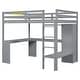preview thumbnail 26 of 42, Solid Wood Loft Bed with Bulit-in L-Shaped Desk, Wardrobe and Hanging Rod, Twin/Full Size Loft Bedframe with Storage Shelves