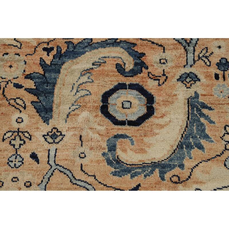 Hand Knotted Oriental 100% Wool Carpet Transitional All-Over Oranges & Rust Oushak Area Rug - 12' 1'' X 9' 1''