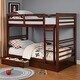preview thumbnail 8 of 6, Transitional Twin Over Twin Bed with Attached Ladder and Drawers, Brown