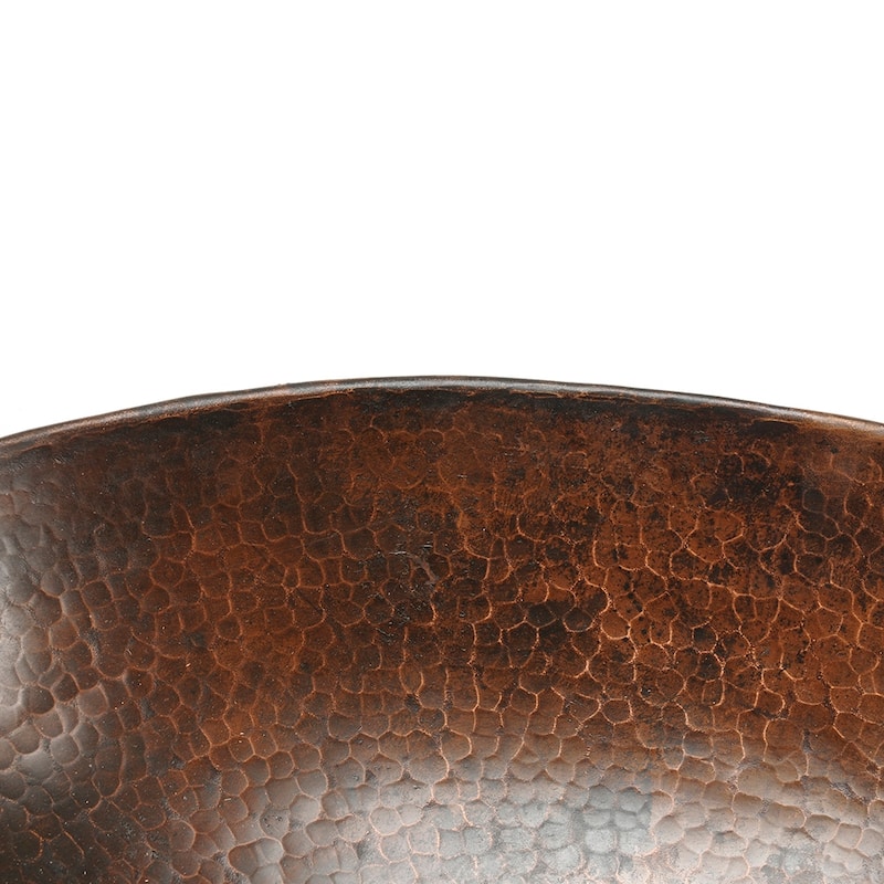 17-in Oval Wired Rim Vessel Hammered Copper Sink (VO17WDB)