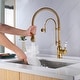 preview thumbnail 1 of 9, 3-Way Brushed Gold 360 Rotary Kitchen Spring-neck Faucet with Pull Down Sprayer