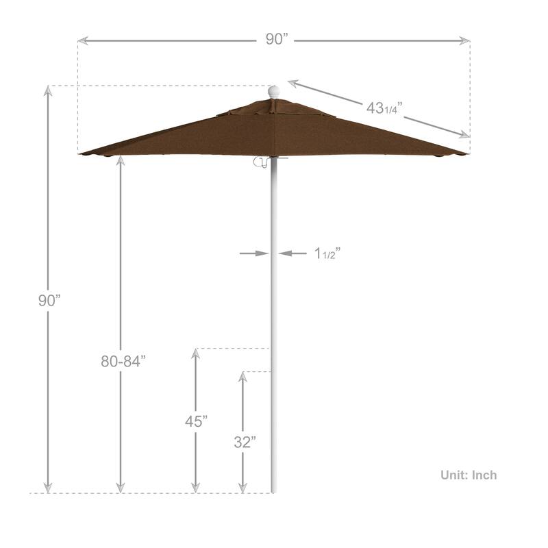 California Umbrella 75' Venture Series Patio Umbrella, White Aluminum Pole Fiberglass Ribs Push Lift Sunbrella