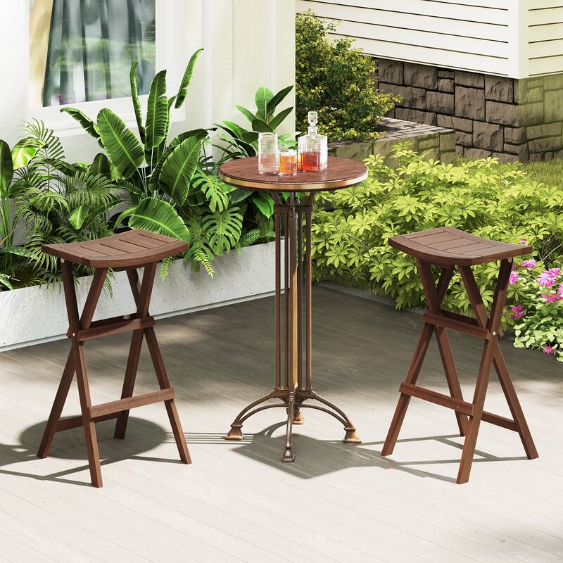 Gymax Bar Stools Set of 2 30'' Folding Bar Height Stools w/ Saddle