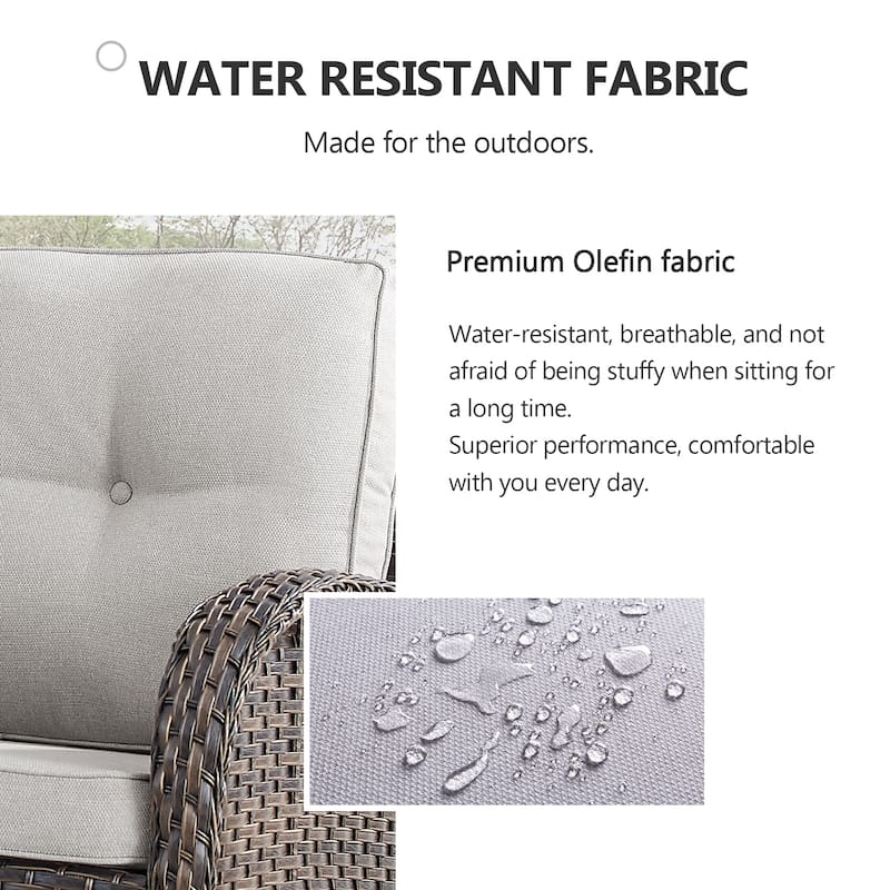 7 Piece Outdoor Sofa with Rocking Chairs and Ottomans - Brown