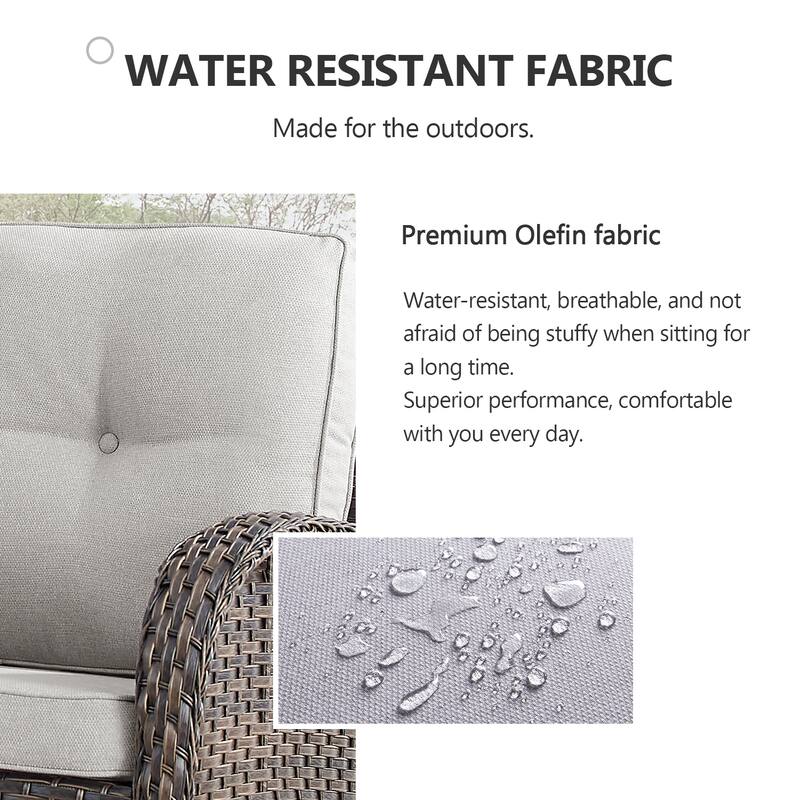 Outdoor Glider Sofa with Swivel Chairs Ottoamns Brown-Beige - Brown