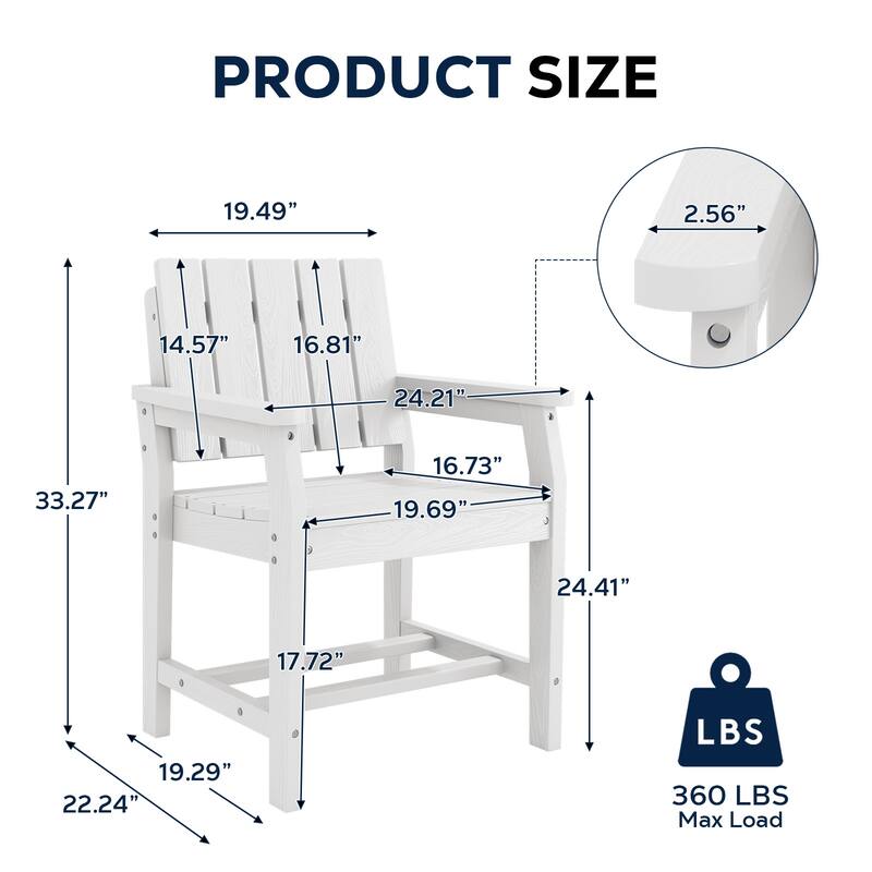 Plastic HDPE Indoor & Outdoor Dining Chair with 19.69in Wide Seat - N/A