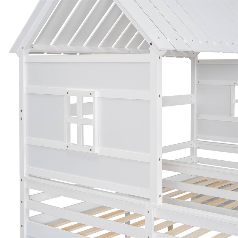 Twin Size House Platform Beds with Two Drawers
