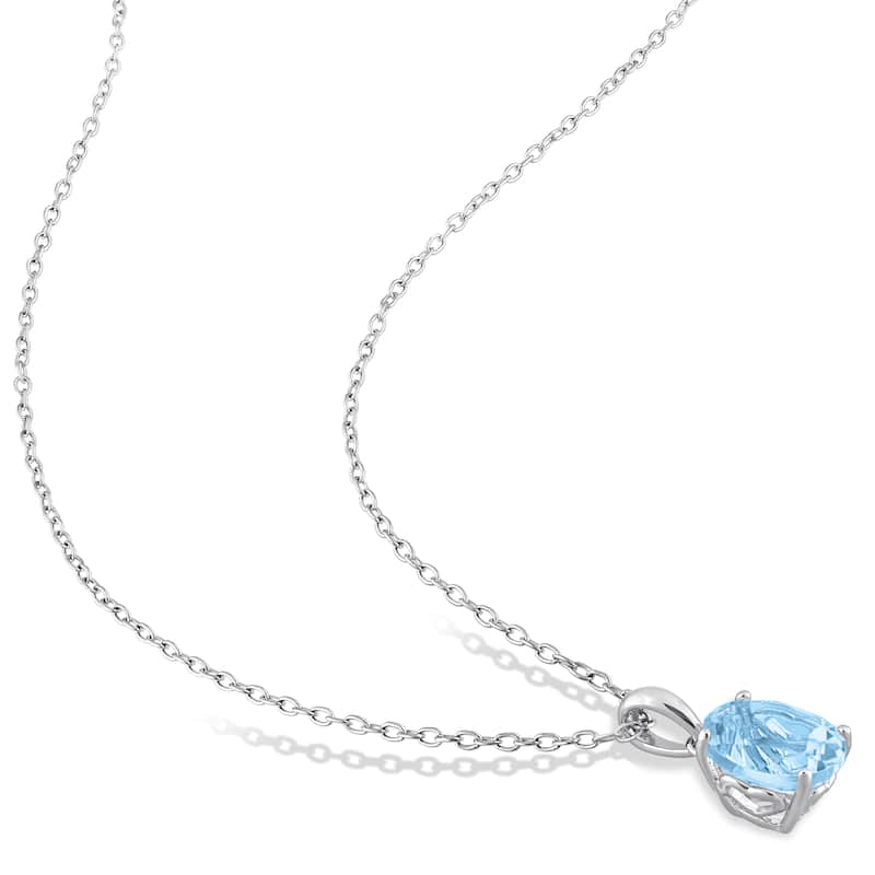 Miadora 7 1/2ct TGW Oval Sky Blue Topaz Solitaire Necklace and Stud Earrings Set in Sterling Silver