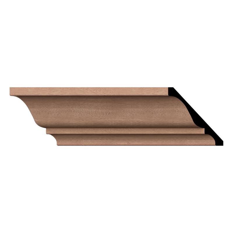 WM45: 3-7/10-in H x 3-3/4-in P x 5-1/4-in F x 96-in L Americraft Solid Hardwood Stain Grade Crown Moulding - Sapele Mahogany