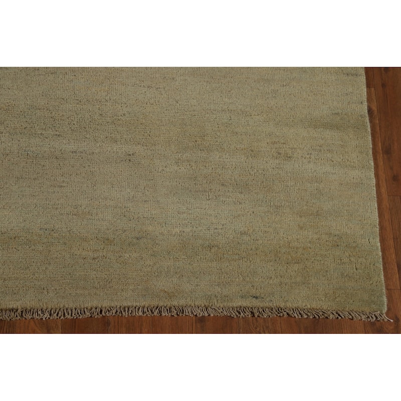 Sage Green Gabbeh Modern Area Rug Handmade Wool Carpet - 6'3" x 9'9"