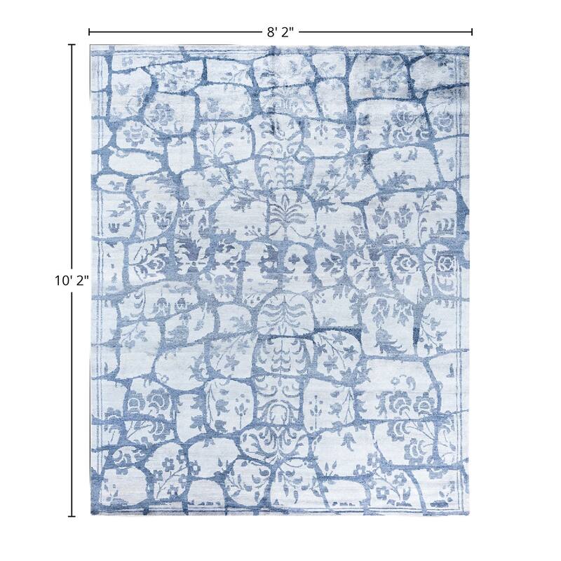 Modern One-of-a-Kind Hand-Knotted Area Rug, Blue - 8' 2" x 10' 2"
