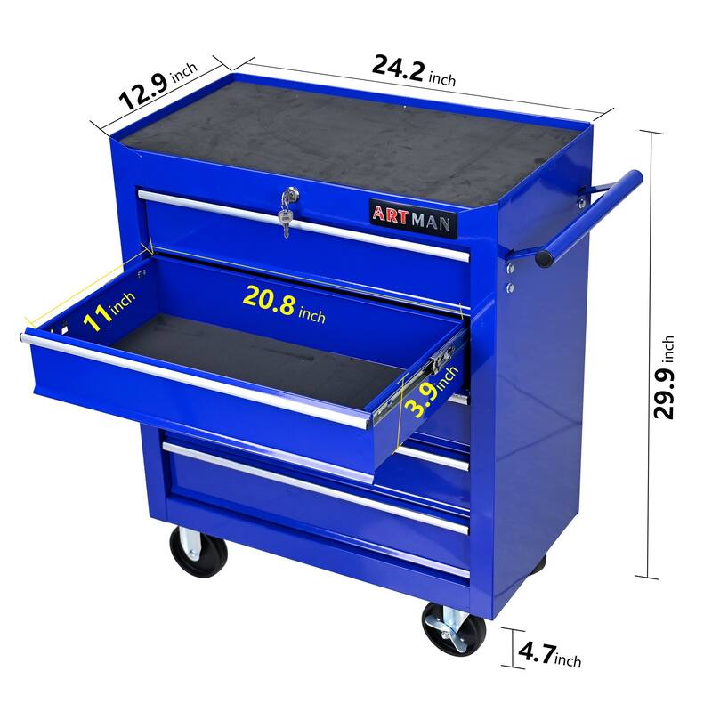 5 DRAWERS MULTIFUNCTIONAL TOOL CART WITH Wheels