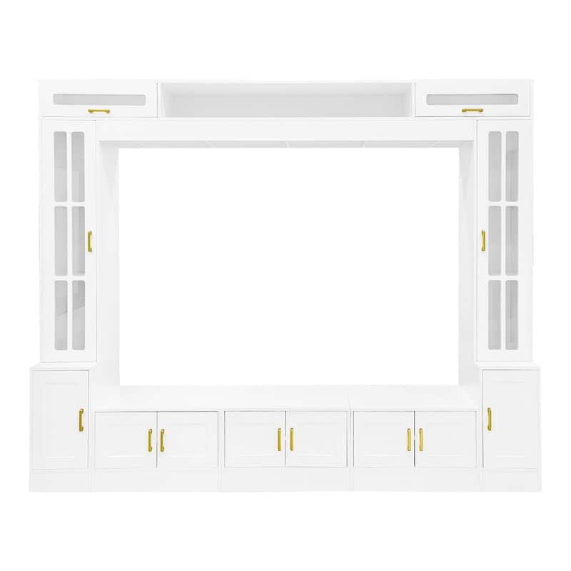 98.4" Wall Unit Entertainment Center with Bookshelves for TVs up to 80", Modern TV Stand Media Console with Cabinets