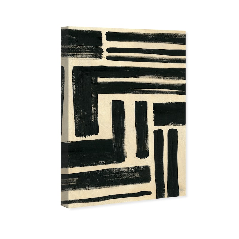Wynwood Studio Canvas Abstract First Floor Black and Vanilla Modern & Contemporary Wall Art Canvas Print