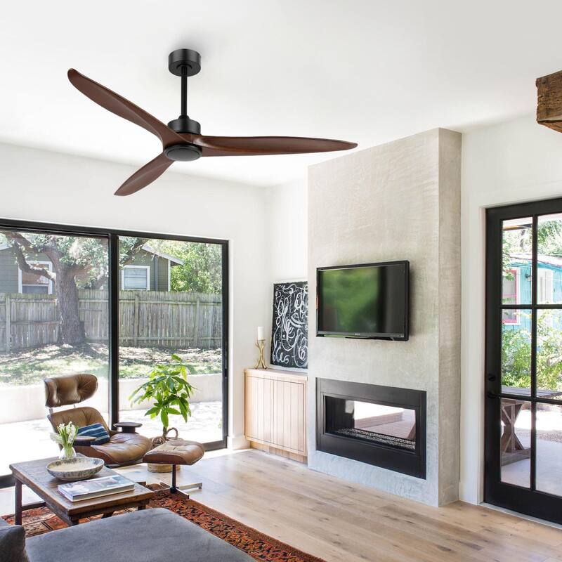 GetLedel 60" Solid Wood 3-Blade DC Motor Ceiling Fan with Remote Control