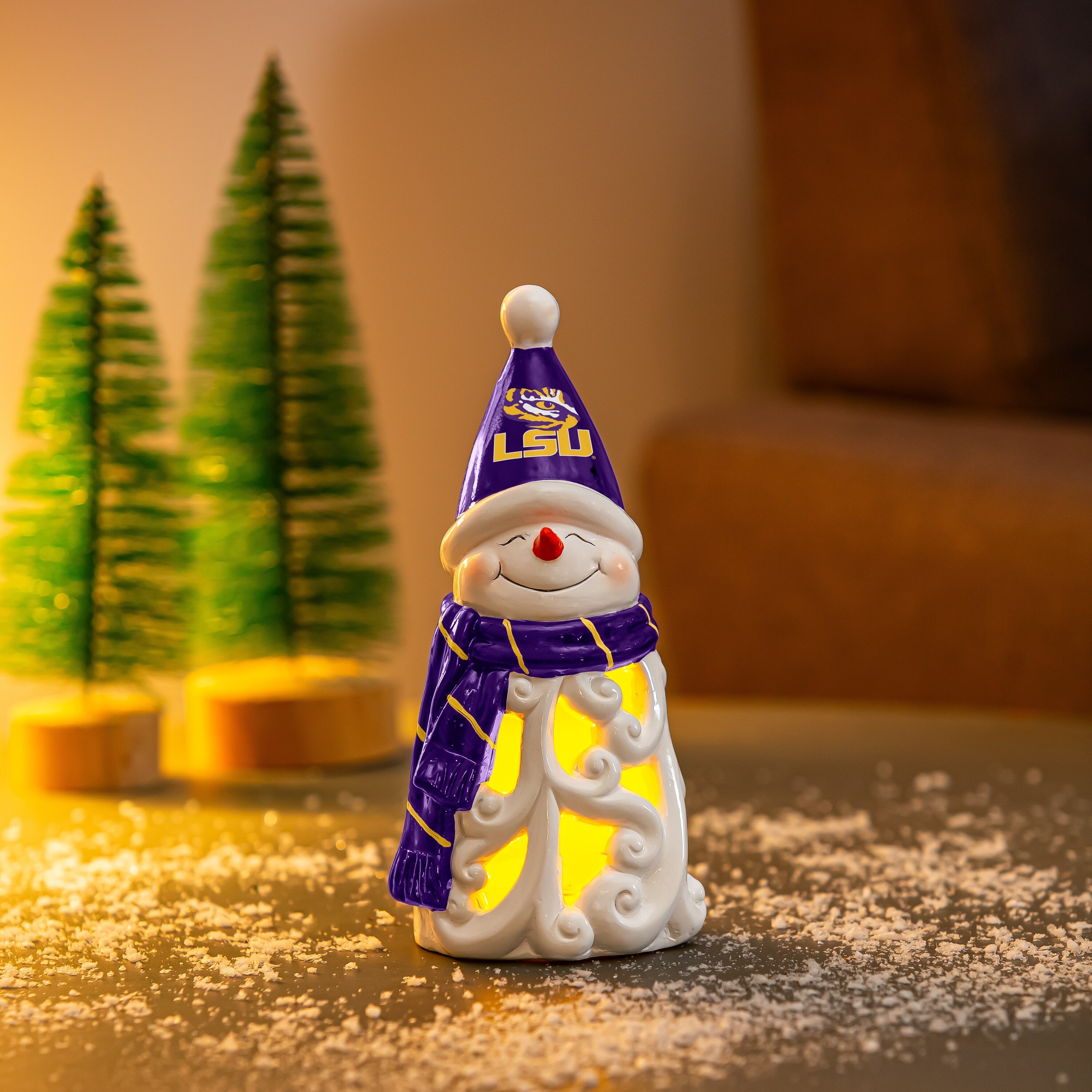 Louisiana State University Snowman LED Garden Statuary, 8"