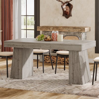 55 Inches Wood Dining Table for 4 to 6, Brown