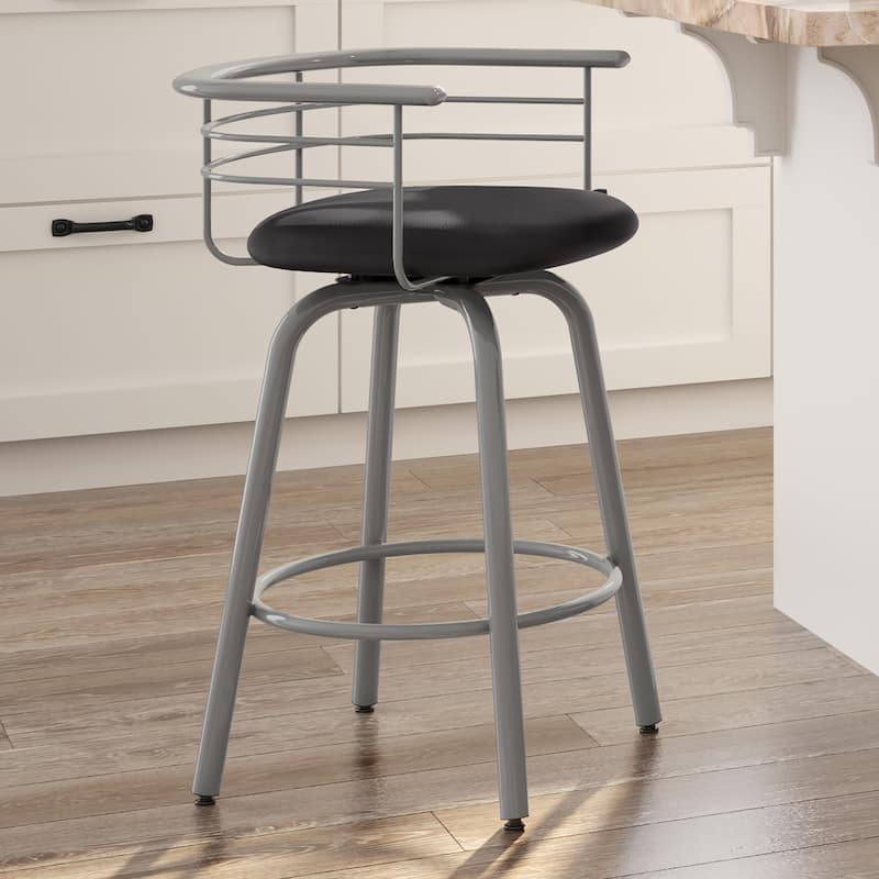 Amisco Turbo Swivel Bar Stool with Distressed Wood Seat