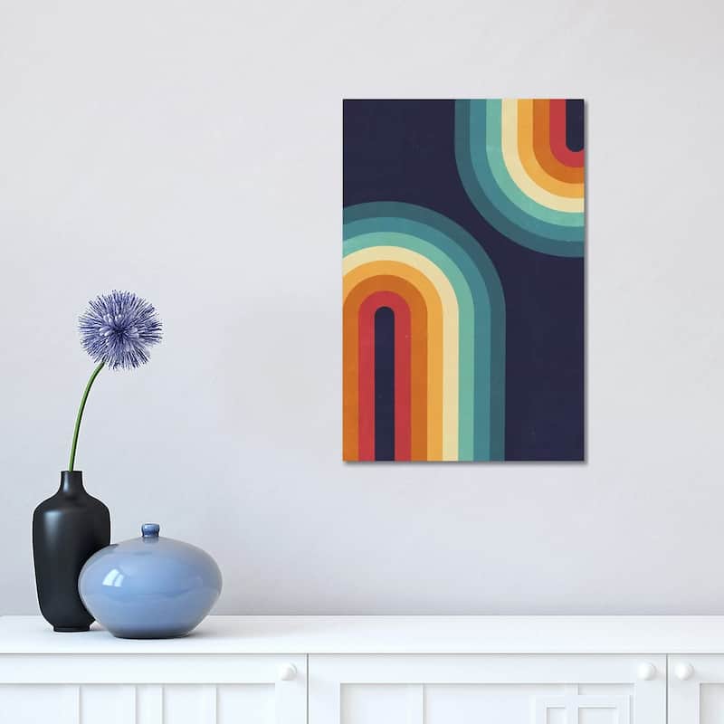 iCanvas "Double Rainbow On Blue" by Emanuela Carratoni Canvas Print - 18x12x1.5